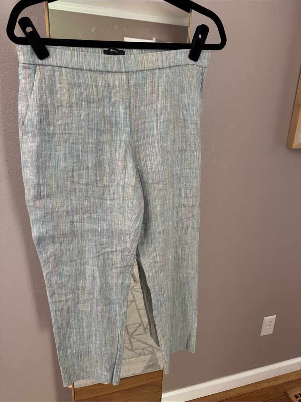 Theory Light  Multi-Stripe Cropped Dress Pants